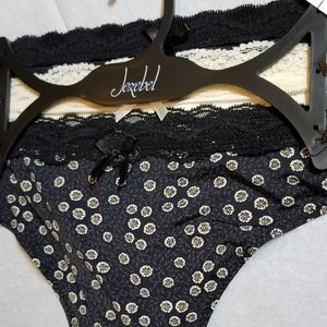 Women's Micro Lace Inset Thong set, NEW w/tags
